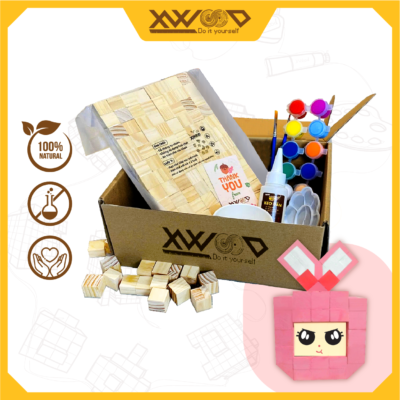 Bộ lắp ghép viên gỗ sáng tạo Baby Three Thỏ Hồng