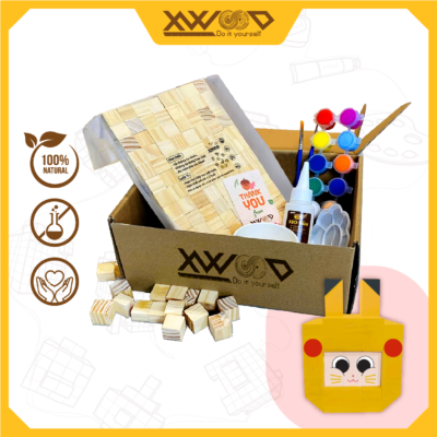 Bộ lắp ghép viên gỗ sáng tạo Baby Three Pikachu