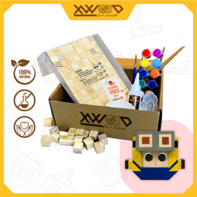 Bộ lắp ghép viên gỗ sáng tạo Baby Three Minion