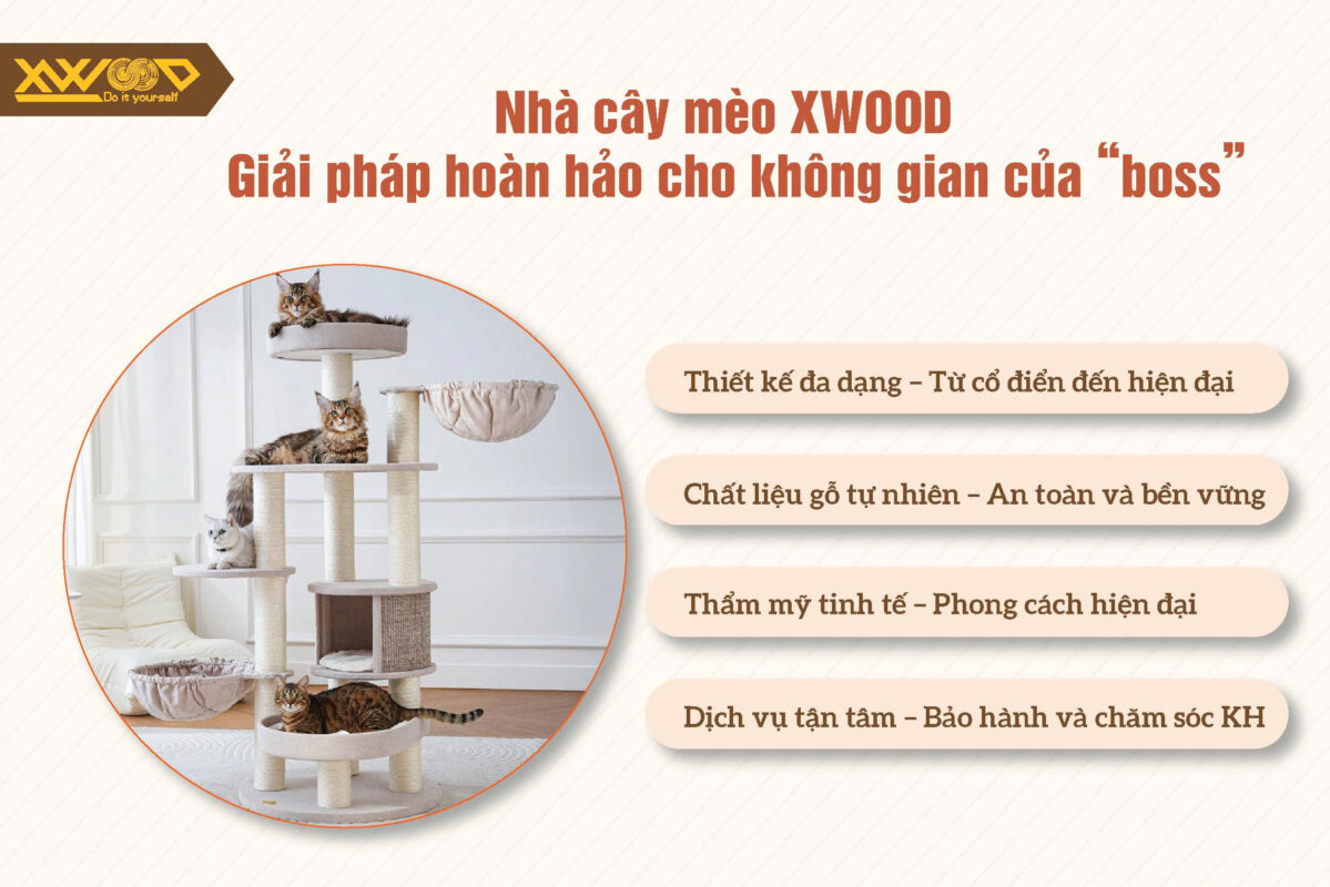 Nhà cây mèo Xwood – Giải pháp hoàn hảo cho không gian của “boss”