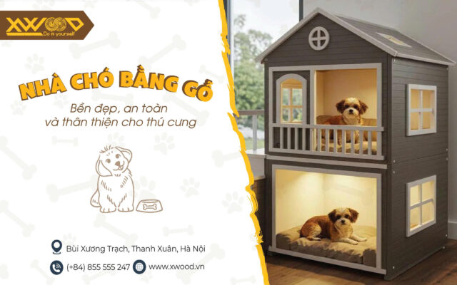nhà chó bằng gỗ